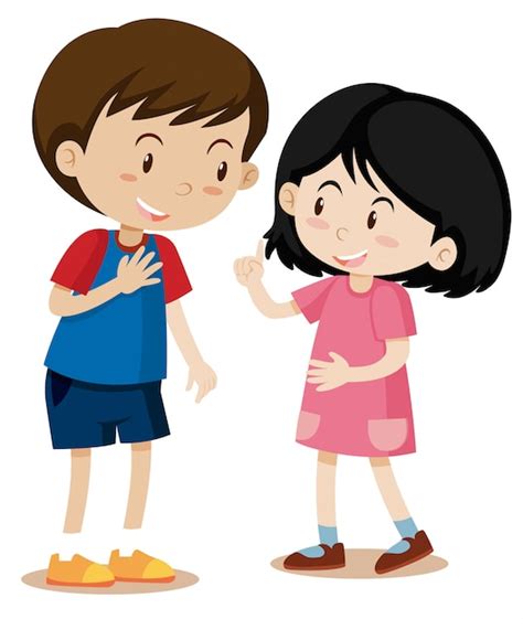 Premium Vector Young Boy And Girl Talking