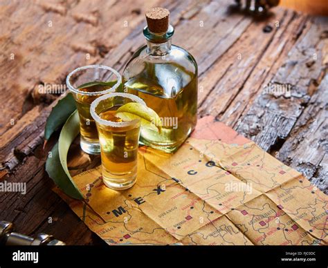 Tequila Shot With Lime And Sea Salt Stock Photo Alamy