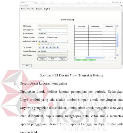 Hasil Desain Antarmuka Tabel Hutang BAB IV HASIL DAN PEMBAHASAN