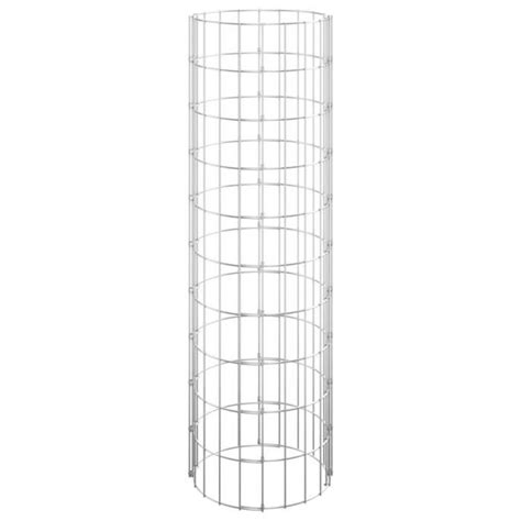 Akozon Poteau à gabion circulaire Acier galvanisé Ø30x100 cm