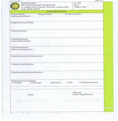 Desain Formulir Rekam Medis