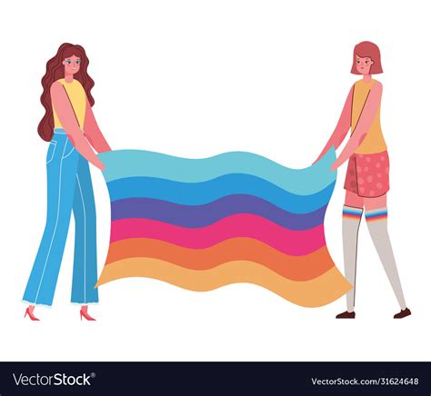 Women Cartoons With Costumes And Lgtbi Flag Vector Image