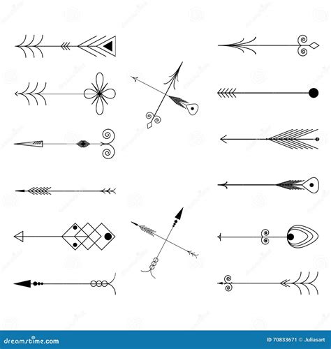 Arrow Clip Art Tribal Vintage Retro Arrows Set Vector Stock Vector