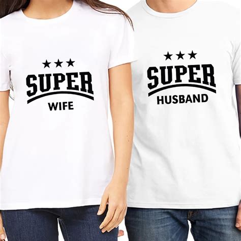 Newest T Shirt For Couples Women T Shirts Super Husband And Wife Couple