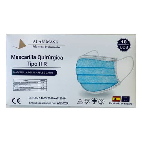 Alan Mask Iir Surgical Face Mask Blue 10 Units Promofarma