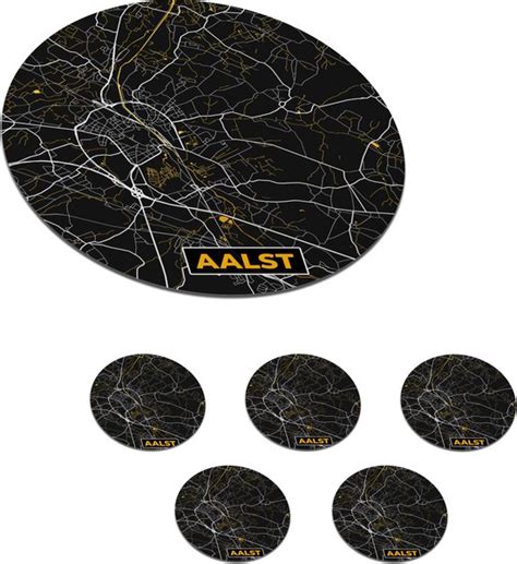 Onderzetters Voor Glazen Rond Aalst Plattegrond Kaart Goud