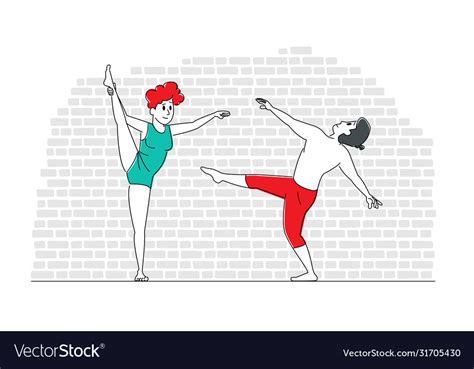 Young People Dancing Couple Man And Woman Vector Image