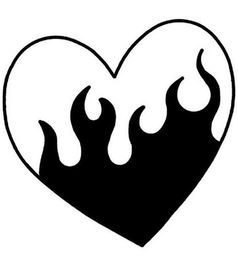 Heart Flame Svg Png File Black Flame Heart Digitial Download Image