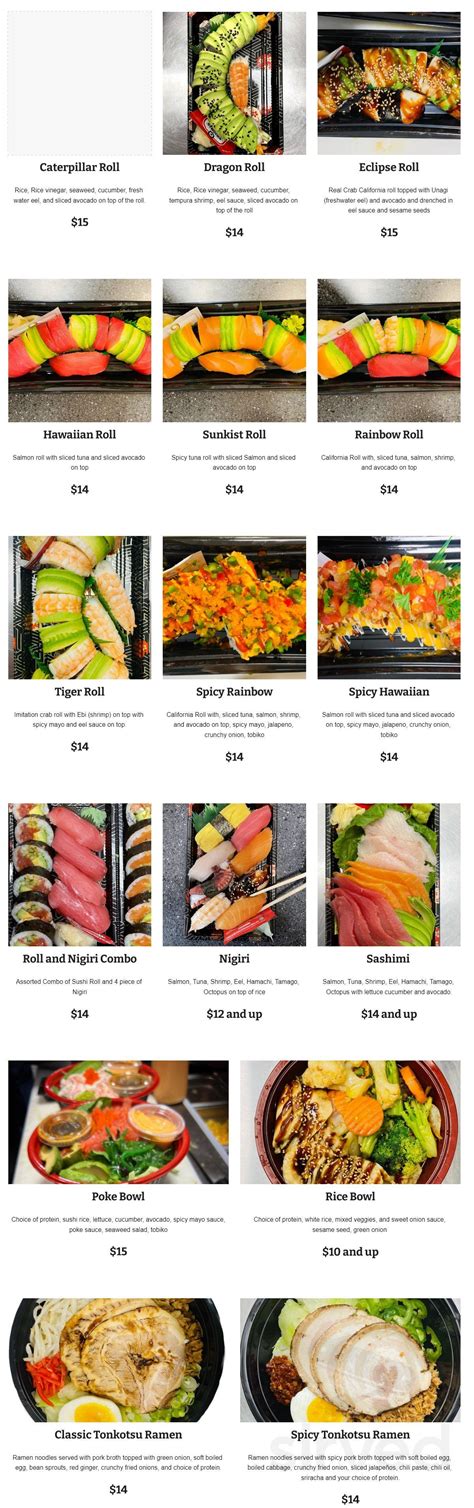 Sushi Palace Menu In Missoula Montana Usa