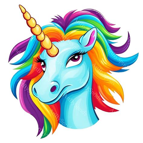 Rainbow Unicorn Clipart Whimsical Digital Clip Art For Sublimation