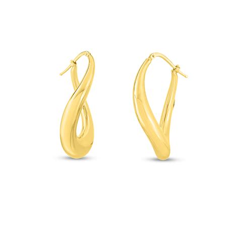 18k Yellow Designer Gold Contoured And Twisted Hoop Earring Roberto Coin North America