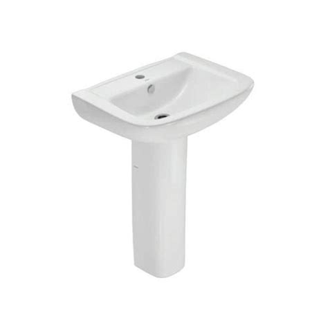 Ruggedly Constructed Glossy Finish Floor Mounted Pedestal Ceramic Wash