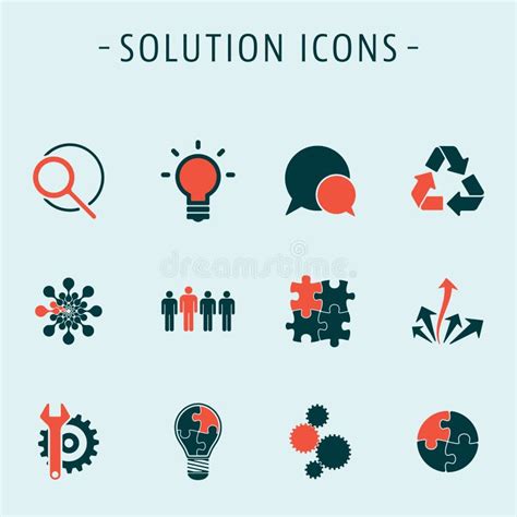 Set Solution Icons Stock Vector Illustration Of Leader