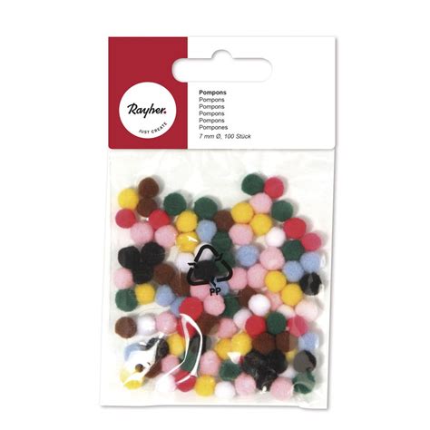 Rayher Pompons Ø 7mm Assortiment 100 Pièces Bricolage AVA be