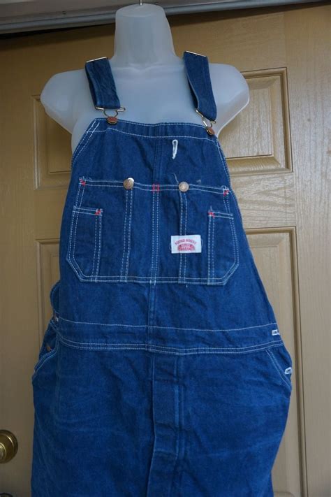 MISSING BUTTONS Vintage 80s 90s Blue Denim Round House Overalls Size 44