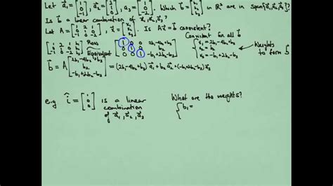 Linear Algebra Describing The Span Of Three Vectors Youtube