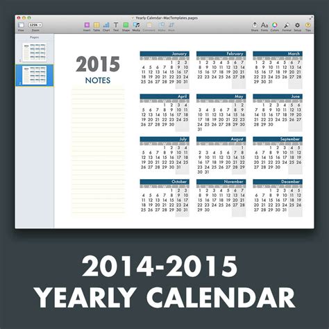 Yearly Calendar Template for Pages and PDF - MacTemplates.com