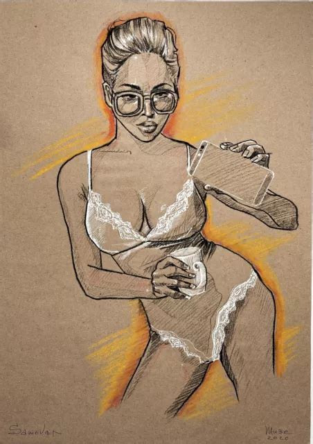 AKT NUDE NAKED Woman Frau Nue Femme Aktzeichnung Zeichnung Drawing