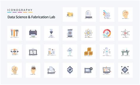25 データ サイエンスと製作ラボ フラット カラー アイコン パック ベクトル アイコン イラスト 無料のベクター