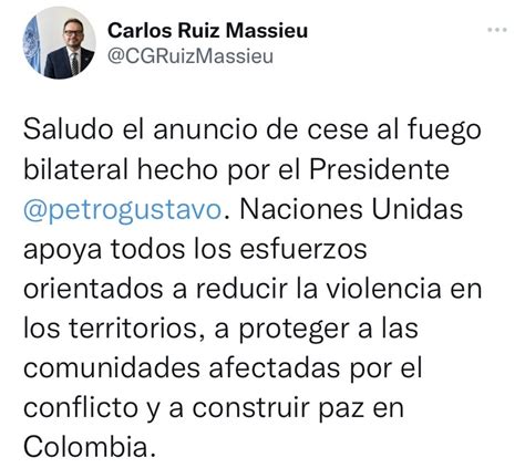 Onu Dio Un Fuerte Respaldo Al Cese Al Fuego Entre El Gobierno Nacional