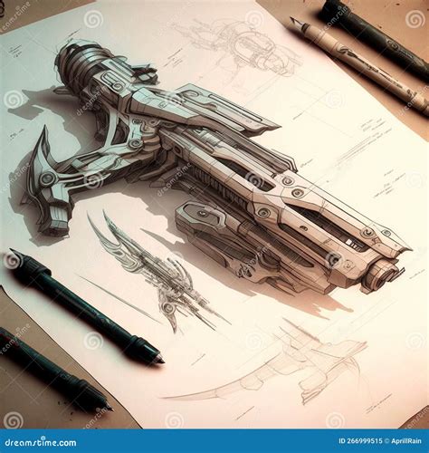 Sketch of a Futuristic Weapon Stock Illustration - Illustration of ...