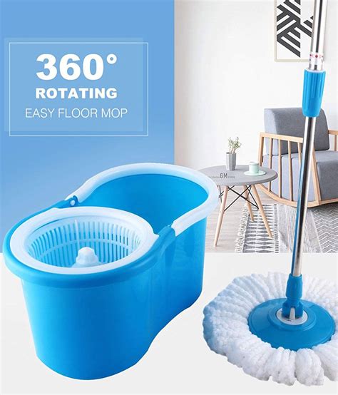 Esquire 360 Degree Rotating Magic Spin Mop Bucket Set With One Microfiber Mop Head Mops Set