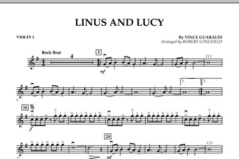 Linus And Lucy Violin 1 By Robert Longfield Sheet Music For Orchestra