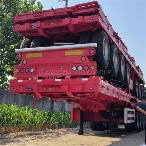 Tri Axles Ft Flatbed Trailer Shipping Container Flat Bed Semi Trailer