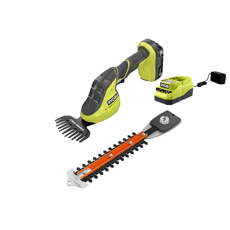 Ryobi 18v One Cordless Battery Grass Shear And Shrubber Trimmer Kit With 20 Ah Battery A