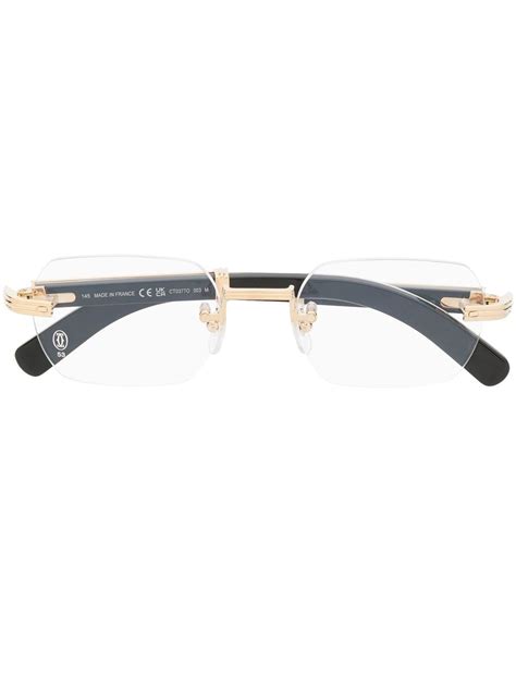 Cartier Frameless Rectangular Sunglasses In Gold Modesens