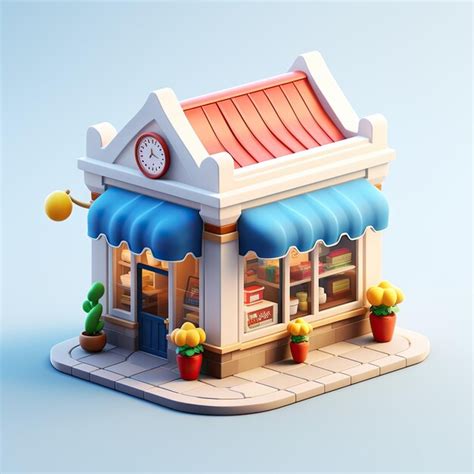 Premium AI Image 3d Isometric Render Of A Local Shop Building