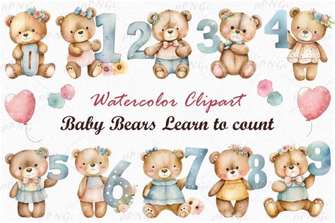 Watercolor Teddy Bears Clipart Bundle By Passionpngcreation Thehungryjpeg