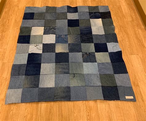 Denim Quilt Crib Size Lap Quilt Upcycled Blue Jean Etsy