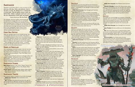 [OC][Homebrew] Sahuagin: Player Race | The classic "sea devils" with 5 ...