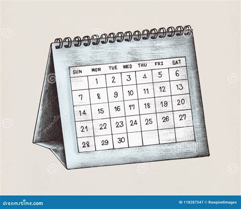 Hand Drawn Blue Desk Calendar Illustration Stock Image Image Of