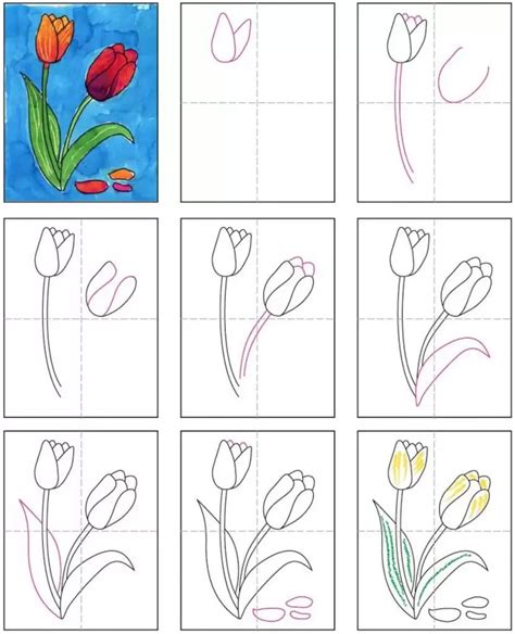 Easy How To Draw A Tulip Tutorial Video And Tulip Coloring Page Artofit