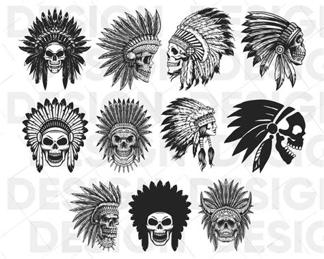 Indian Skull Svg Bundle Cherokee Indian Skull Svg Bundle Chief