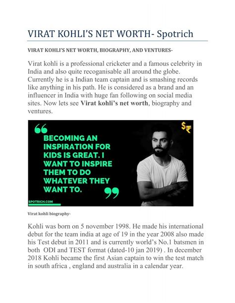 Virat Kohli Age Height Biography Wife Net Worth