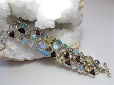 Sparkling Gemstones Bracelet With Citrine Garnets Amethyst Quartz