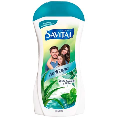 Shampoo Savital Anticaspa Menta Eucalipto Y Sábila Frasco 510ml
