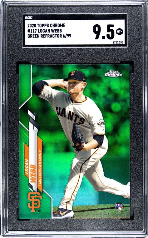 Topps Chrome Logan Webb Rookie Green Refractor Sp Sgc