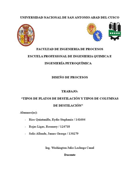Tipos De Platos Y Columnas De Destilación Pdf