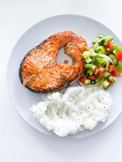 Premium Photo Healthy Balanced Meal Lunch Plate Baked Salmon