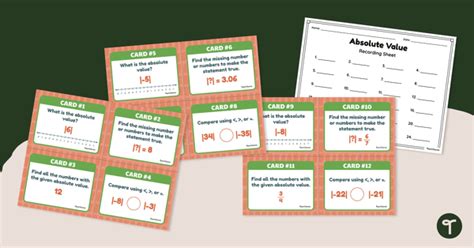 Absolute Value Task Cards Teach Starter