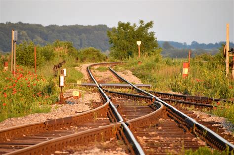 Ferrocarril Pistas Atardecer Hora Foto Gratis En Pixabay Pixabay