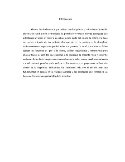 Salud publica y enfermeria comunitaria Introducción Abarcar los