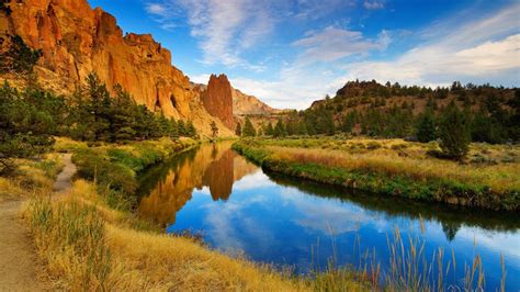 Misery Ridge Reflected In Crooked River Smith Rock State Park