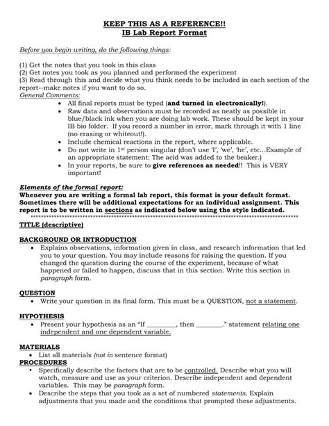 Apib Lab Report Format