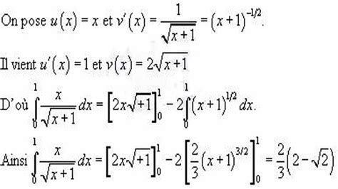 Exercices Calcul intégrale intégration par partie maths space