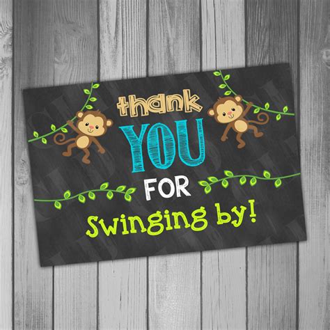 Thank You Card Monkey Thank You Monkey Birthday Chalkboard